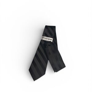 NWT Stacy Adams Black Satin Stripe Tie w Pocket Square